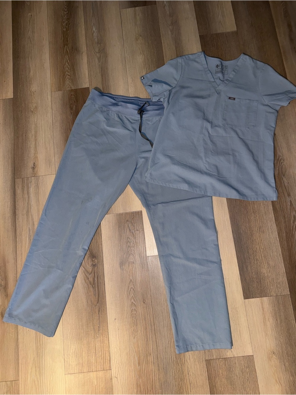 Figs  Dusty Light Blue Women's Scrub Pants and top